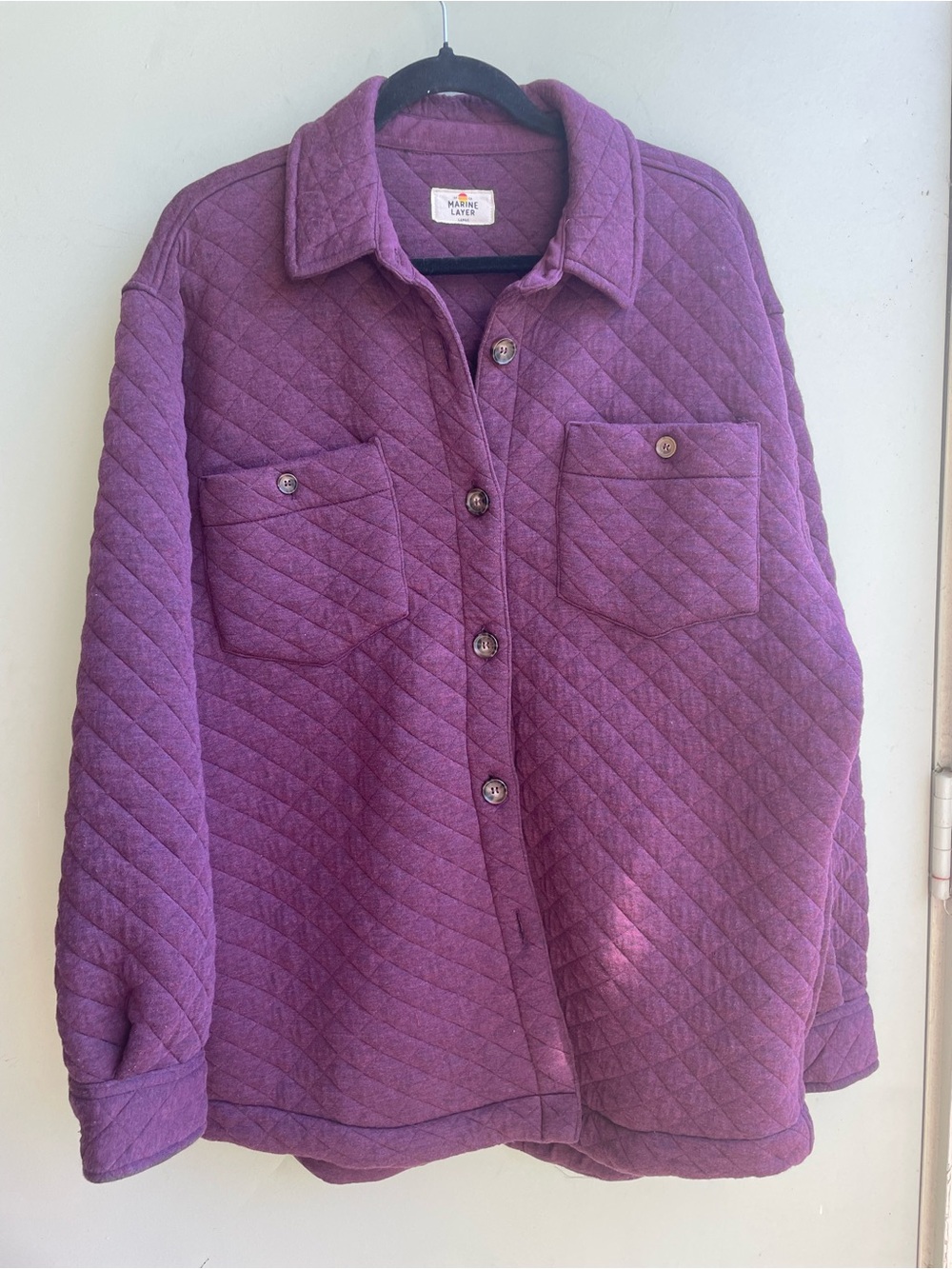 Marine Layer Corbet Quilted Shirt Jacket in Deep Plum Size Large - Picture 15 of 16